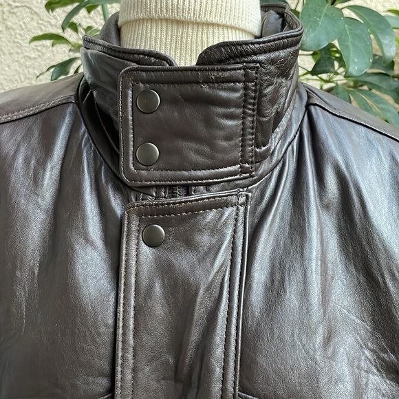 Vintage 90’s brown SAXONY leather oversized jacket - Picture 6 of 16